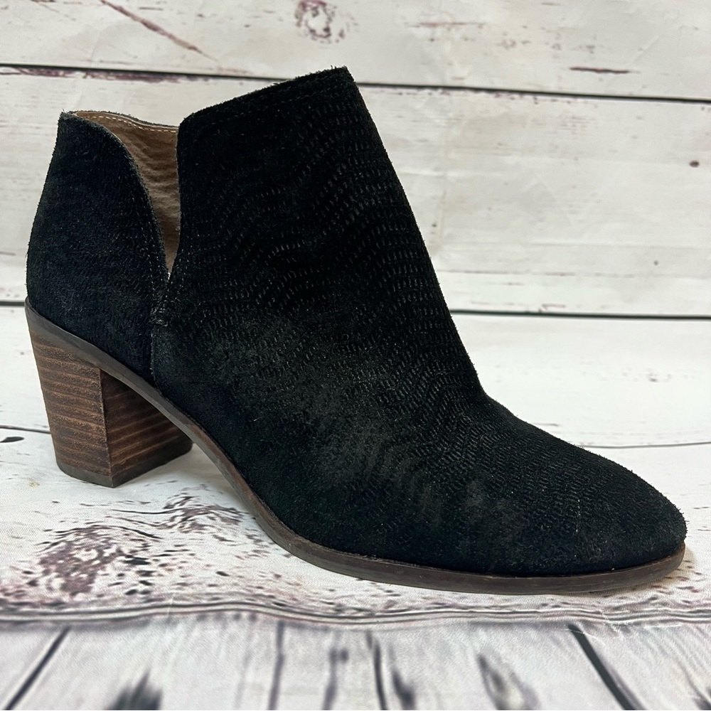 LUCKY BRAND Pickla Suede Ankle Bootie Size 7 1/2 Black